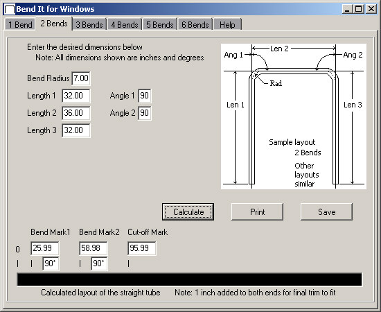 tube bending length calculator